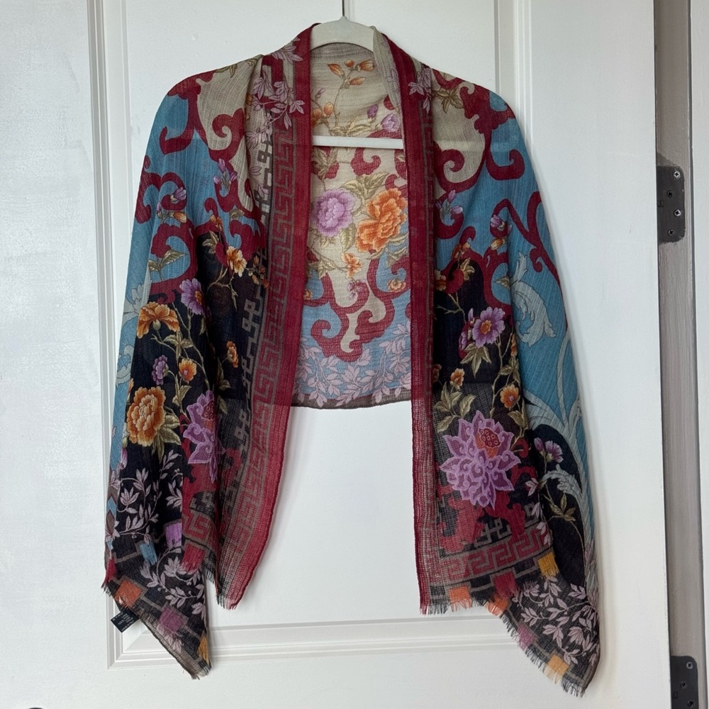 Etro Multi color extra large wool scarf 62” x 24”
